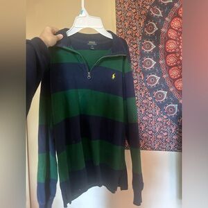 Polo Ralph lauren green and blue striped shirt
